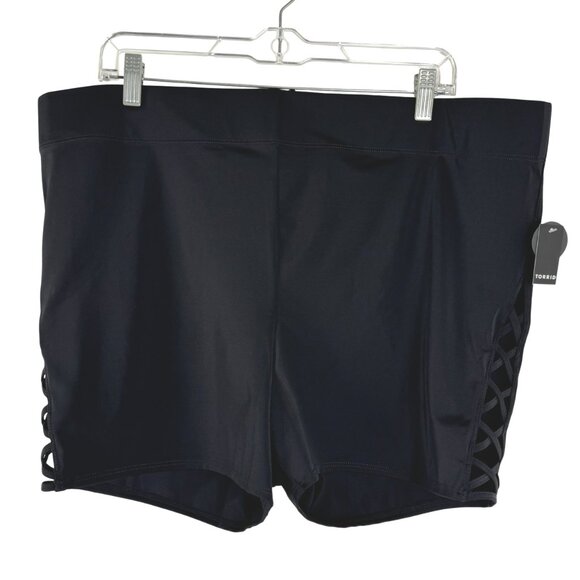 Torrid High Rise Strappy 3.5" Swim Shorts Bottom 3X Black Solid NWT SW-2084 - Picture 1 of 11